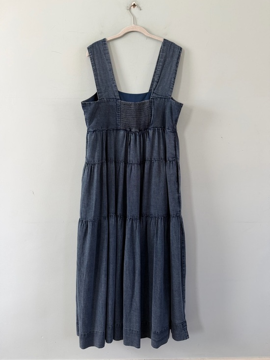 Anthropologie The Helena Square-Neck Tiered Midi Dress: Smocked Denim Edition - Picture 3 of 6